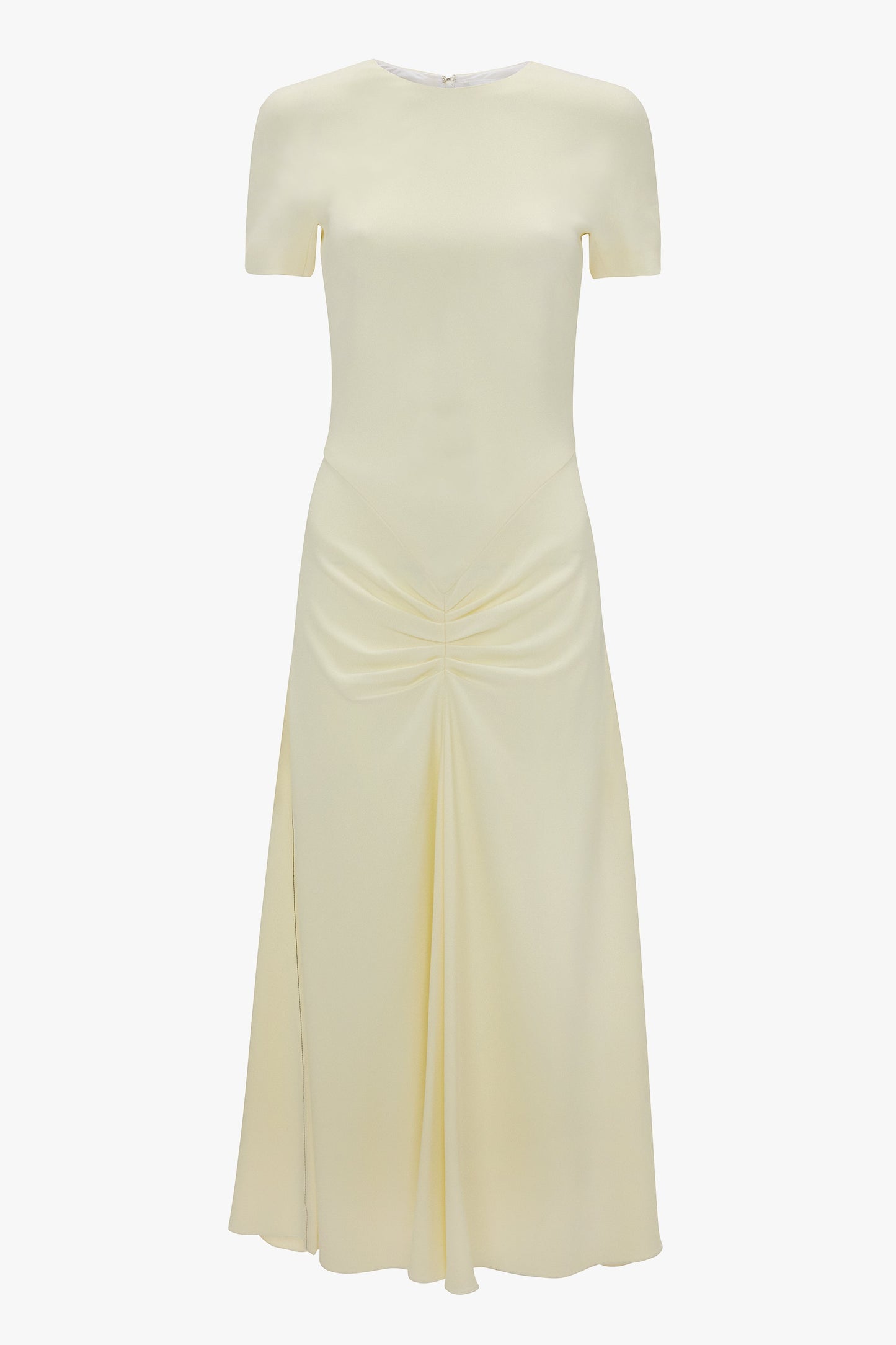 Gathered Detail T-Shirt Midi Dress In Ivory