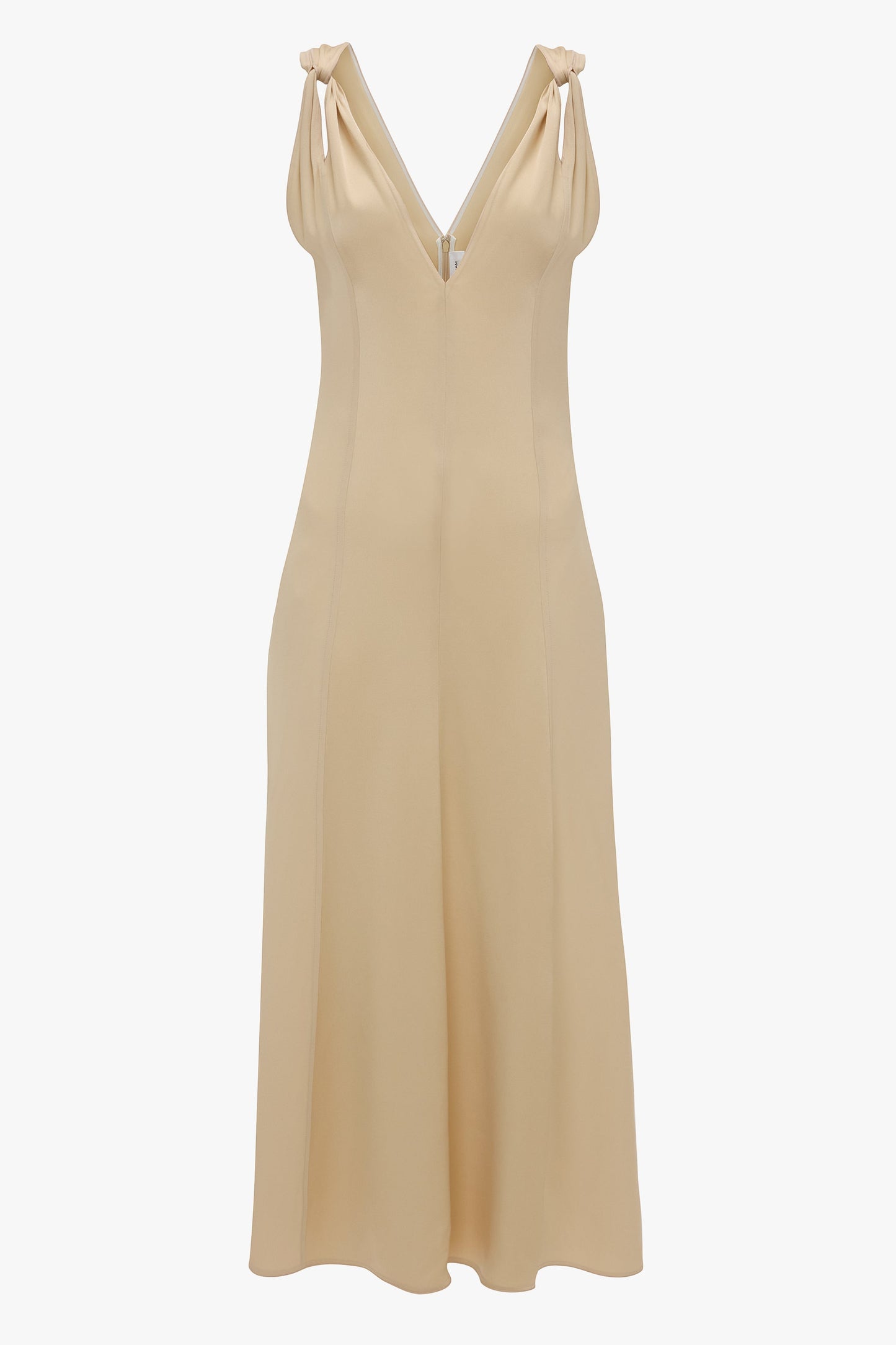 Twist Shoulder Dress In Macadamia