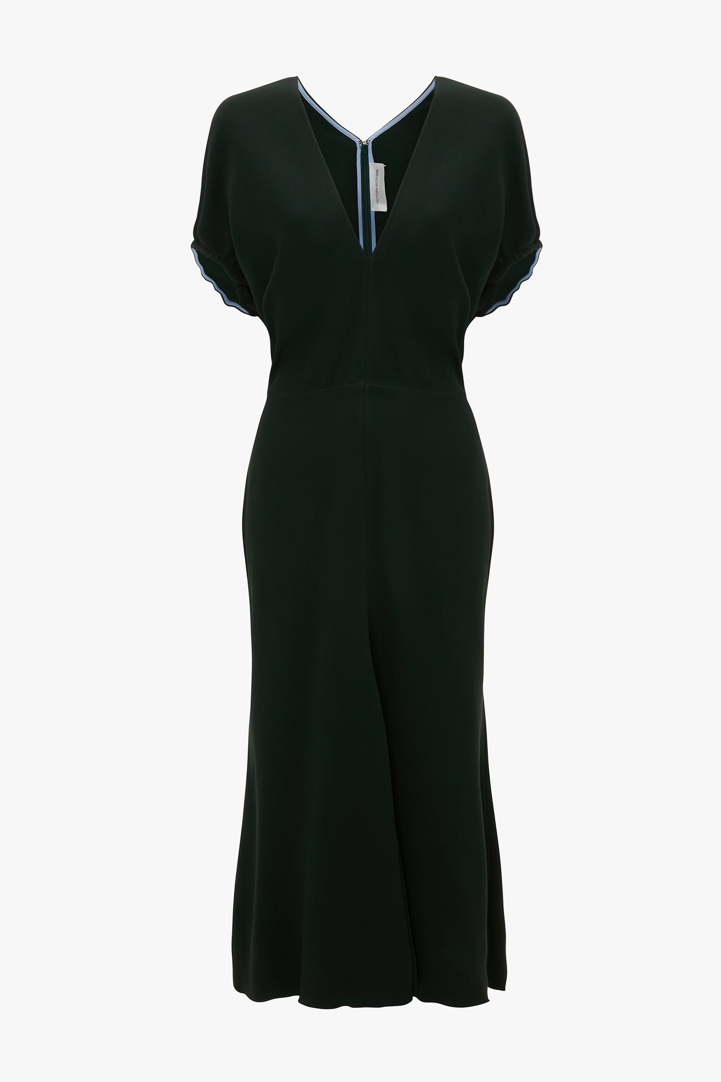 Blouson Detail Midi Dress In Dark Pine