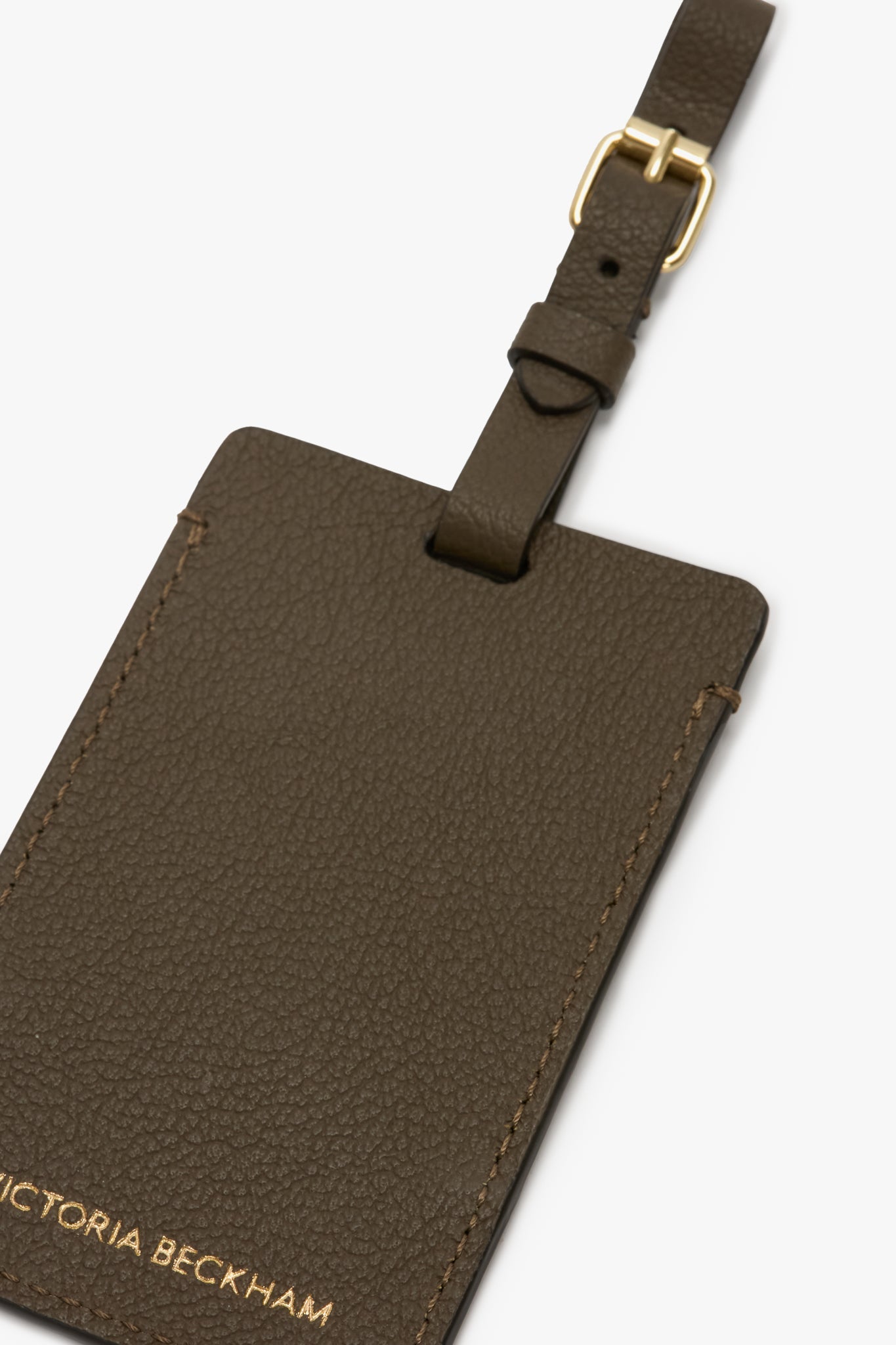 Luggage Tag In Khaki Soft Grained Leather