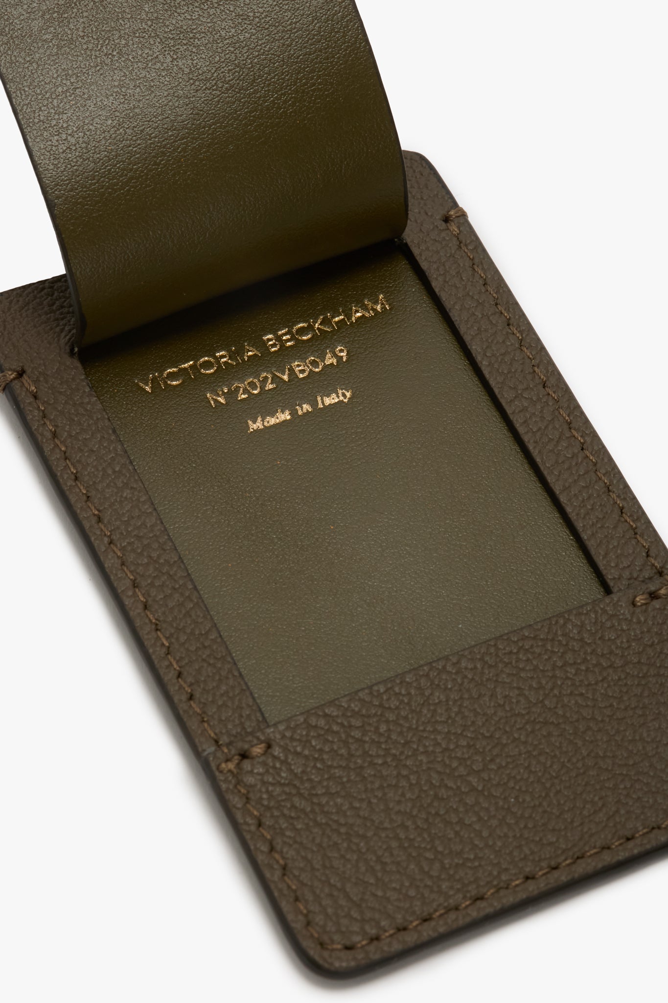 Luggage Tag In Khaki Soft Grained Leather