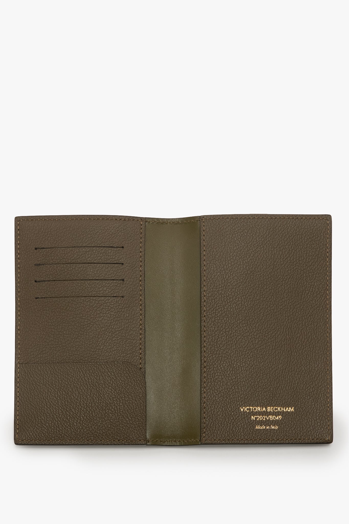 Passport Holder In Khaki Soft Grained Leather