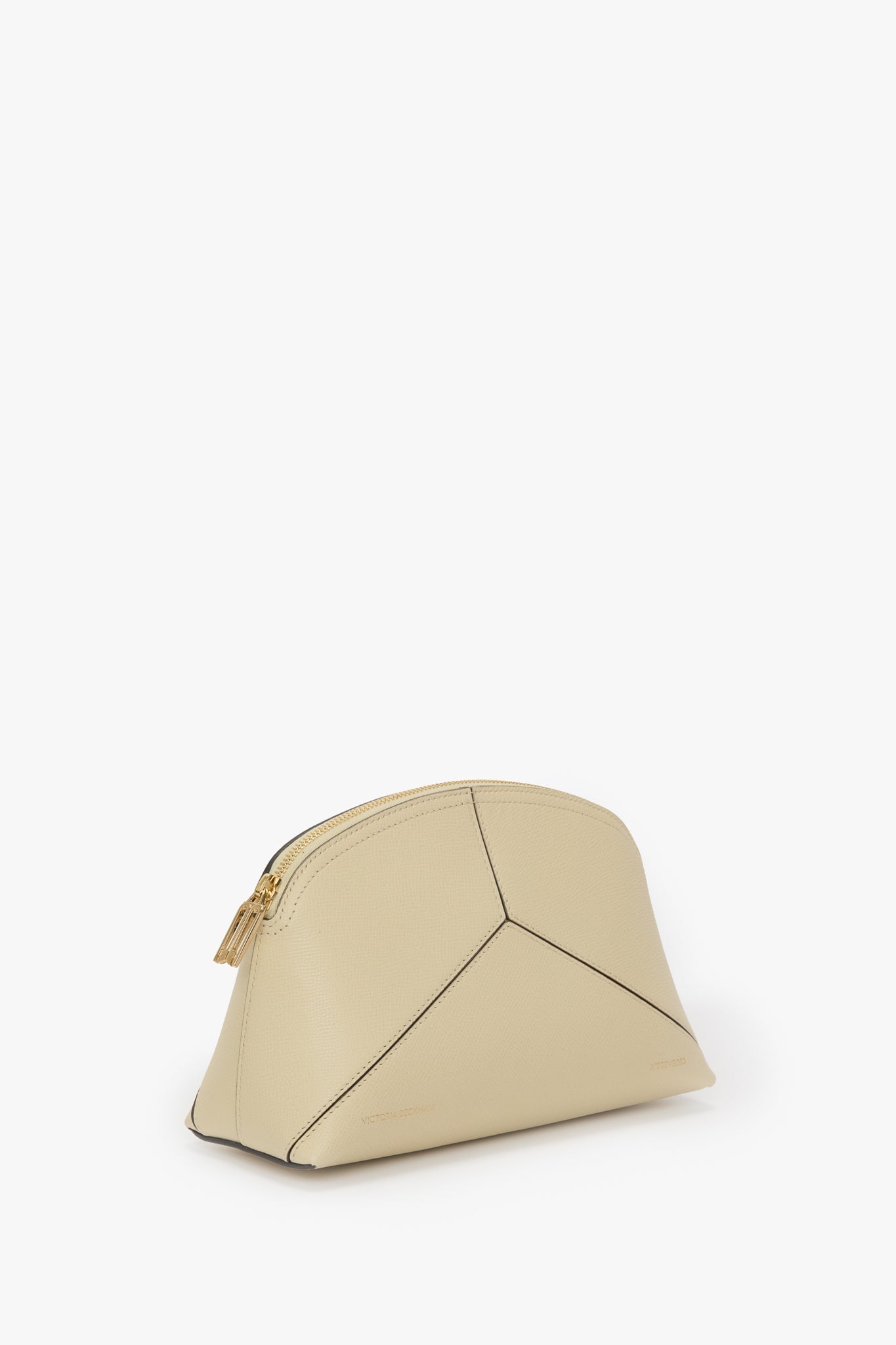 Victoria Large Travel Pouch In Ivory Grained Leather