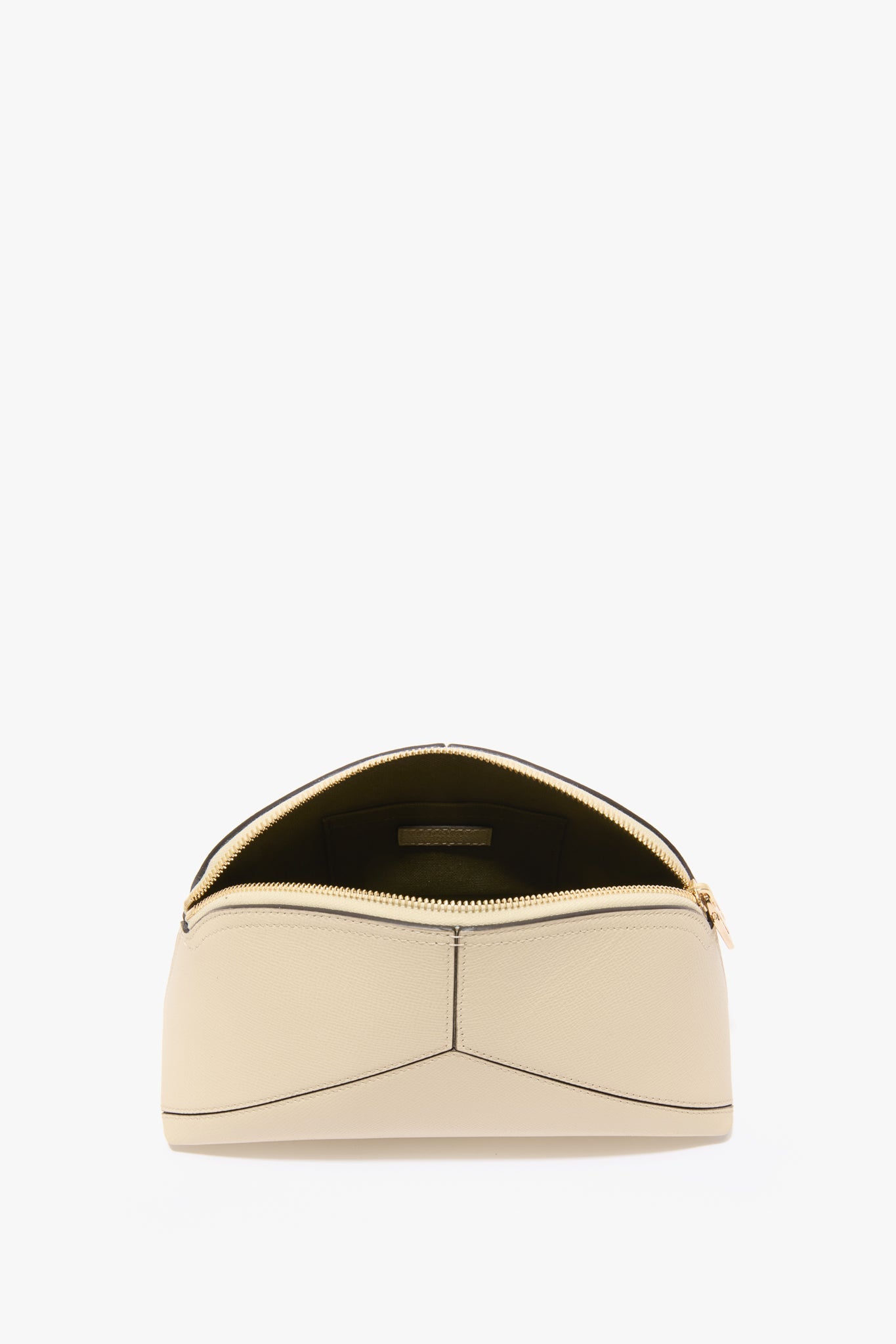 Victoria Large Travel Pouch In Ivory Grained Leather