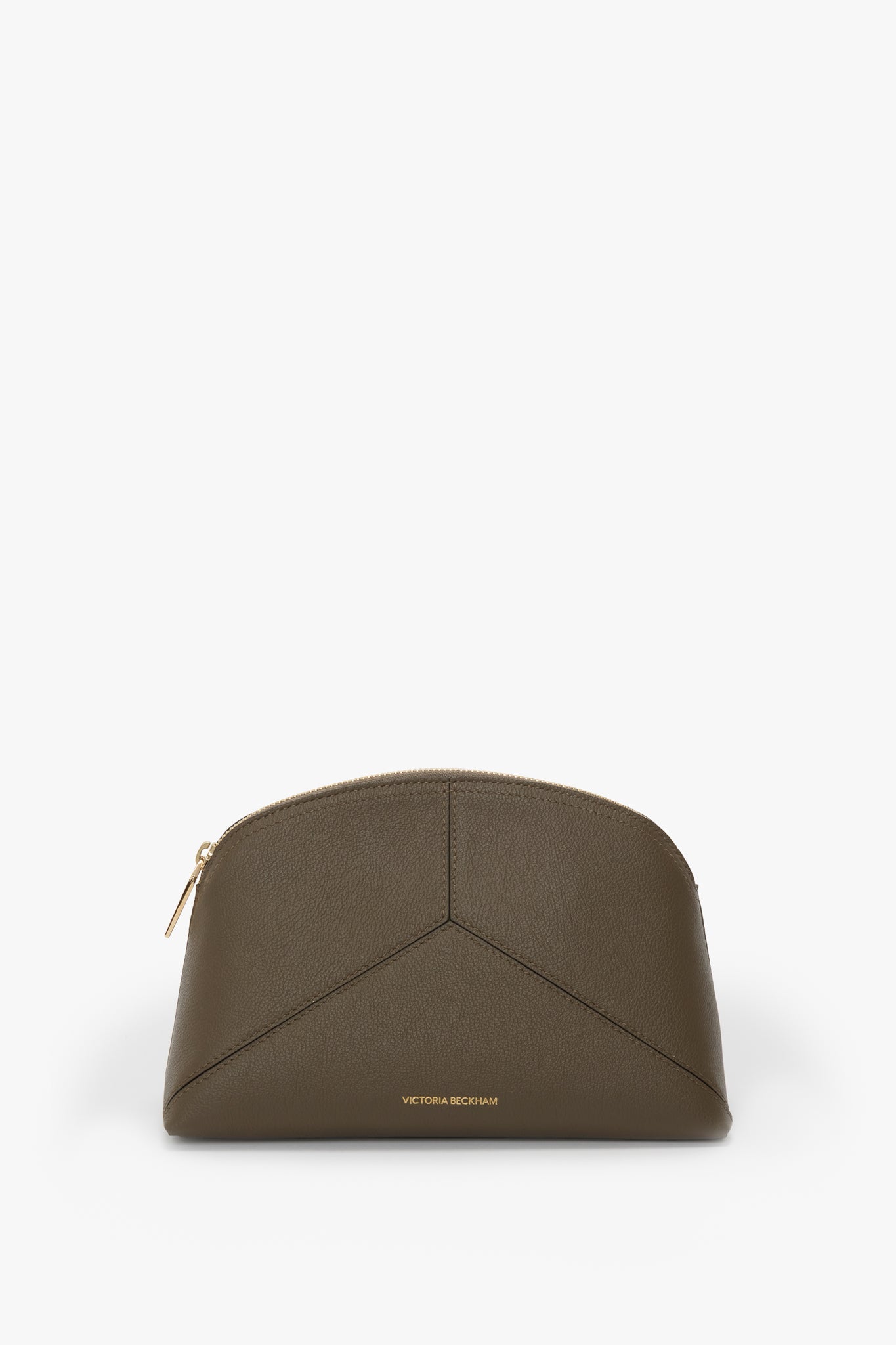 Victoria Large Travel Pouch In Khaki Soft Grained Leather