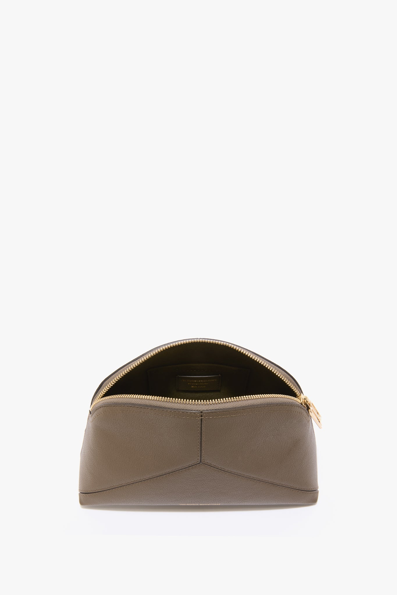 Victoria Large Travel Pouch In Khaki Soft Grained Leather