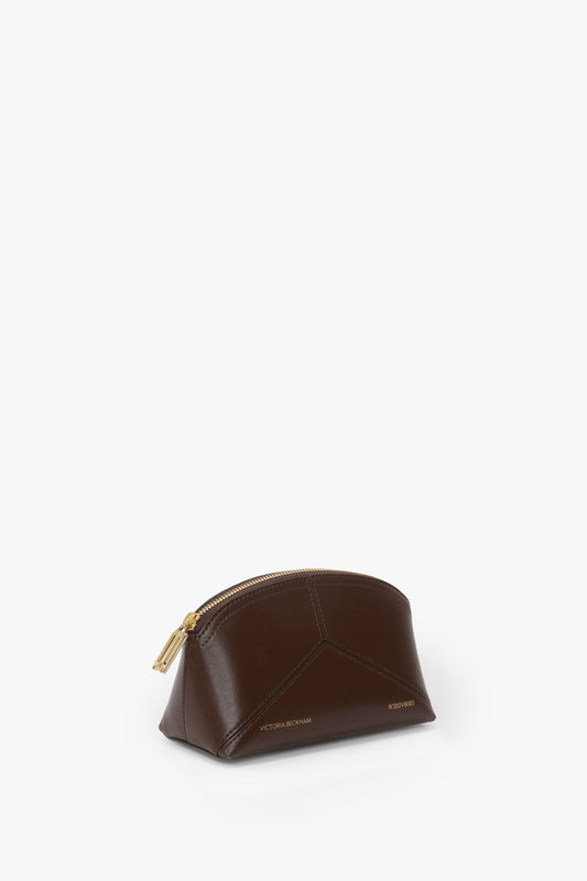 Victoria Mini Travel Pouch In Dark Brown Smooth Leather