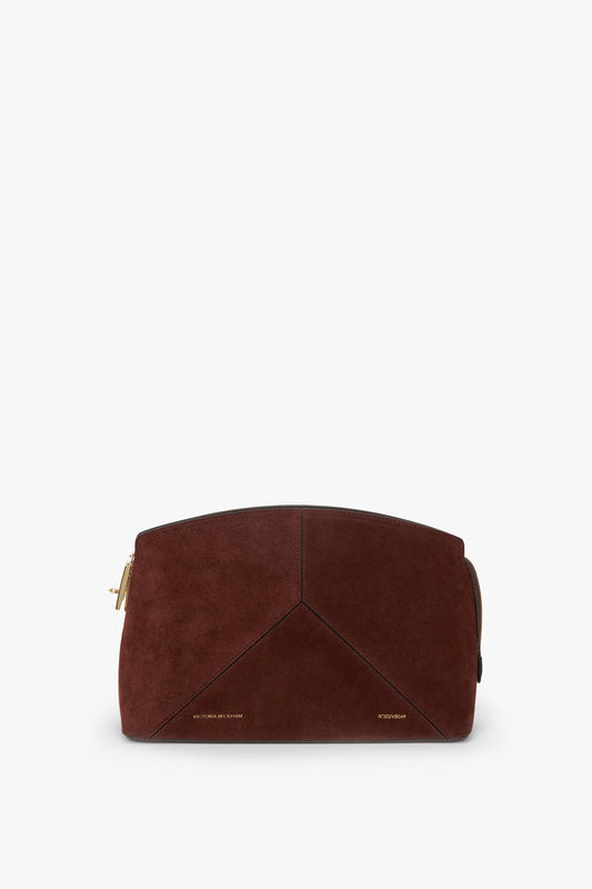 Victoria Clutch Bag In Dark Brown Suede