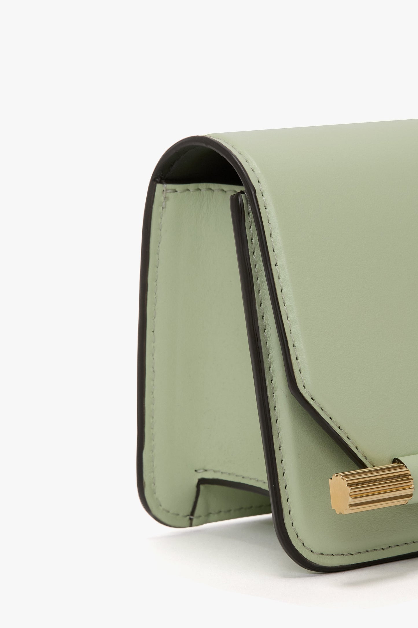 202 Clutch Bag In Pale Green Smooth Leather