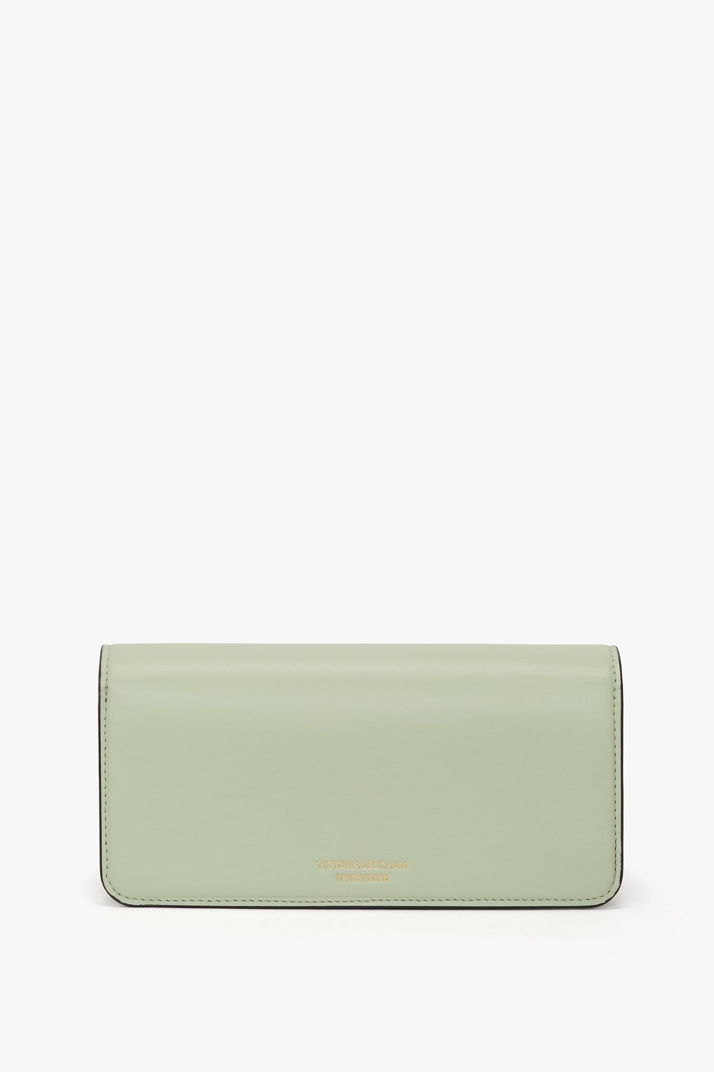 202 Clutch Bag In Pale Green Smooth Leather