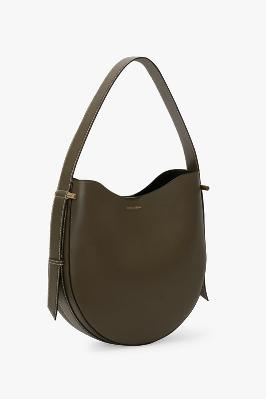 Dia Hobo Bag In Dark Khaki Smooth Leather