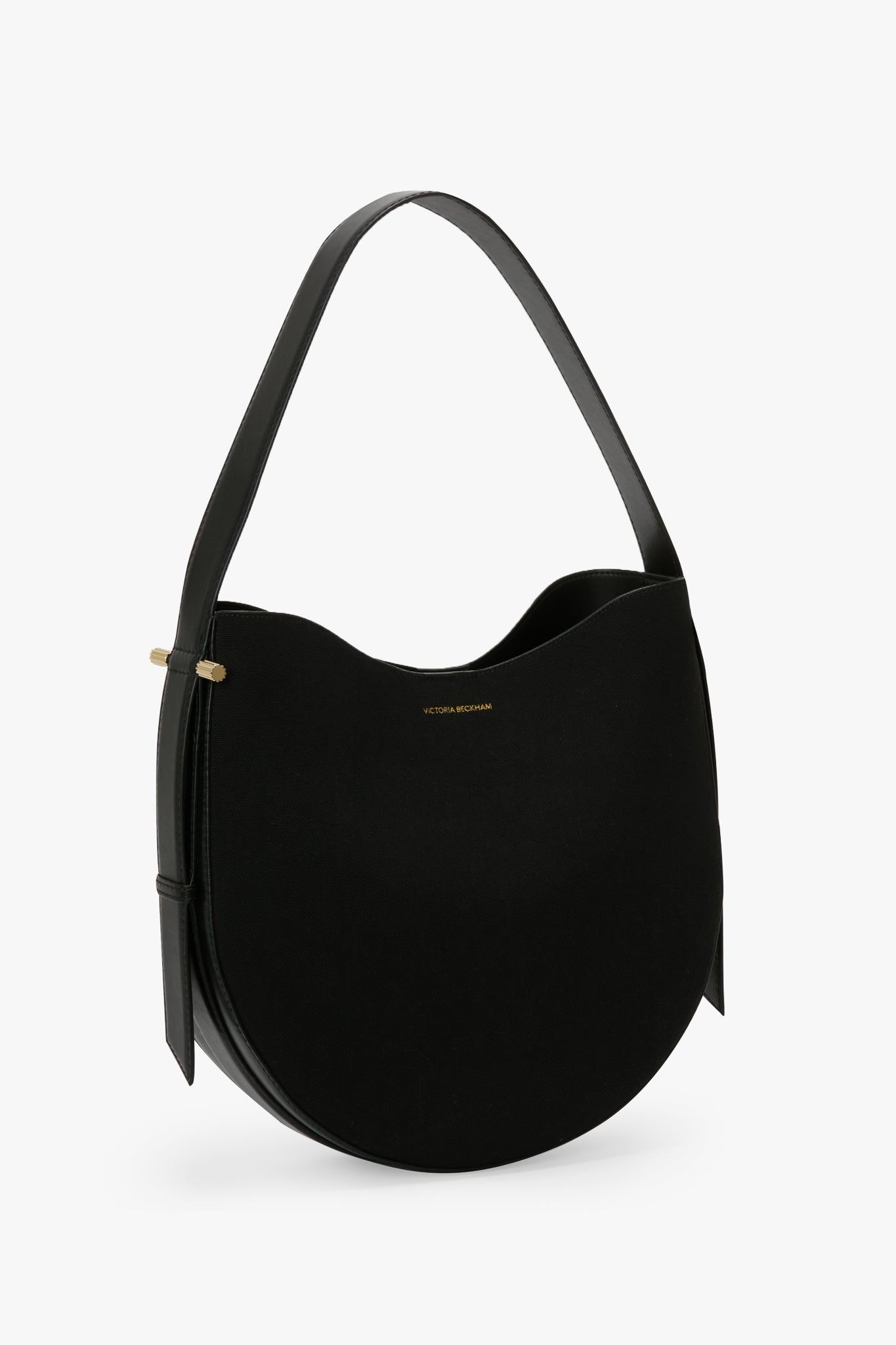 Dia Hobo Bag In Black Canvas With Black Leather
