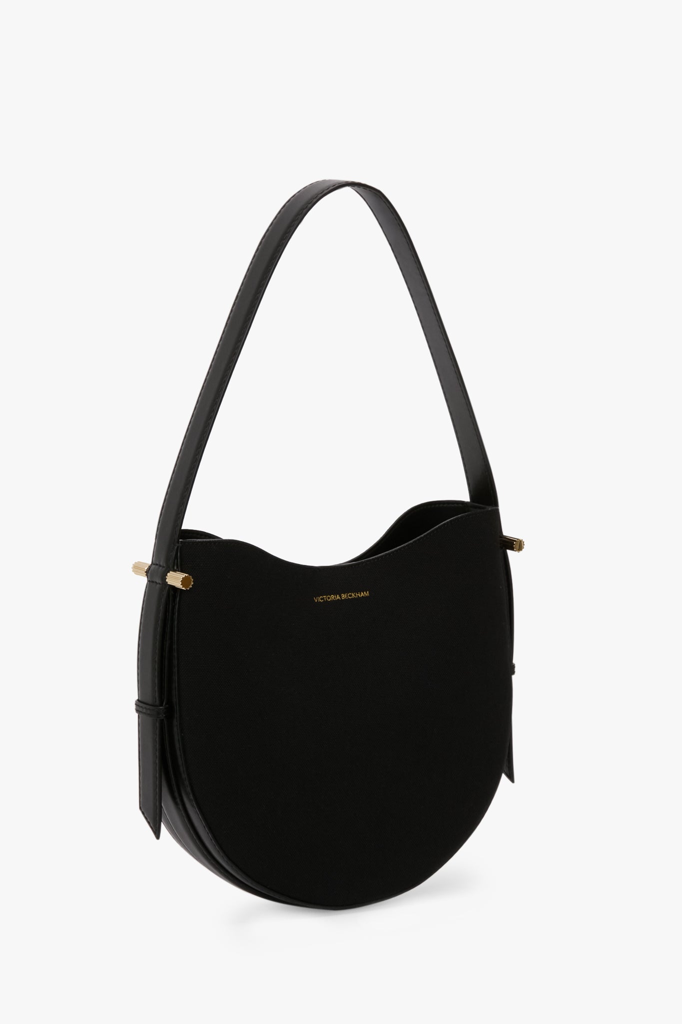 Medium Dia Hobo Bag In Black Canvas With Black Leather