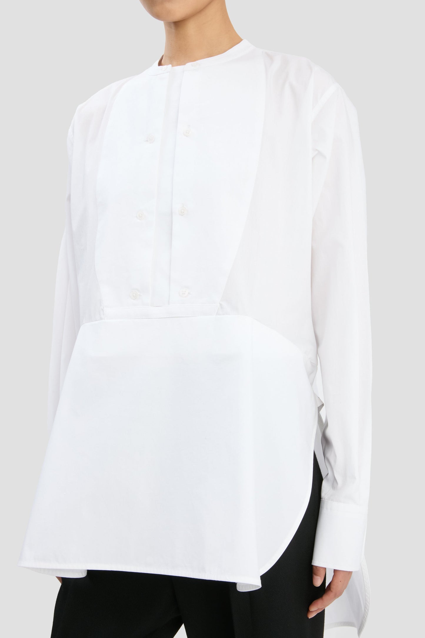 Double Bib Detail Shirt In White