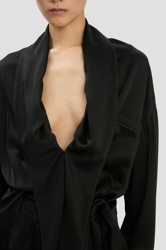 Wrap Detail Mini Dress In Black