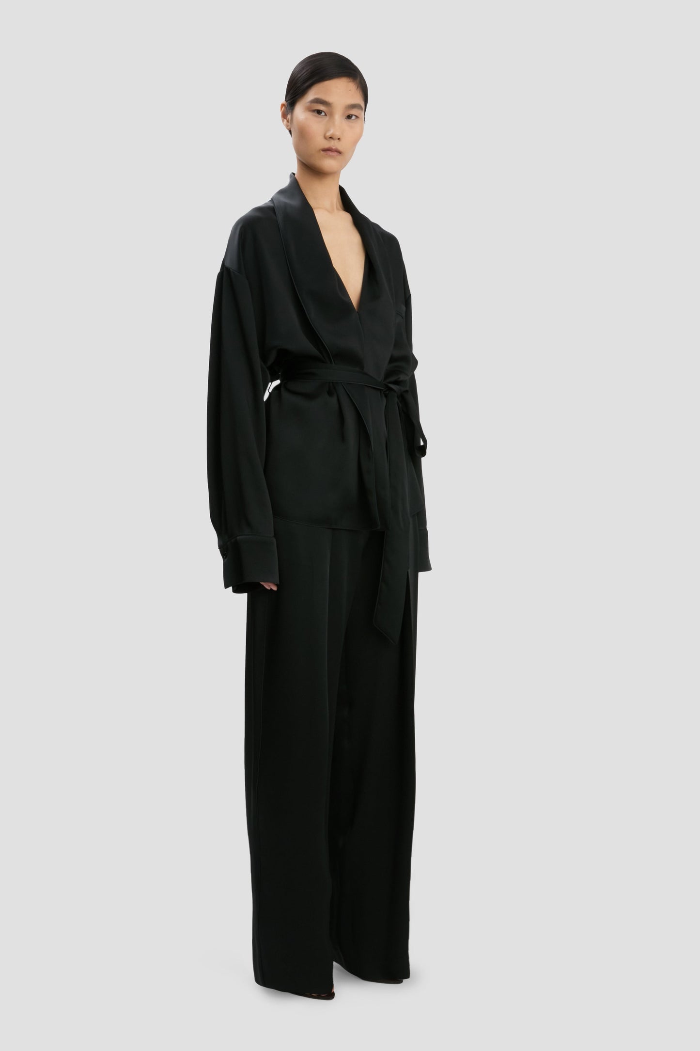 Pyjama Wrap Blouse In Black