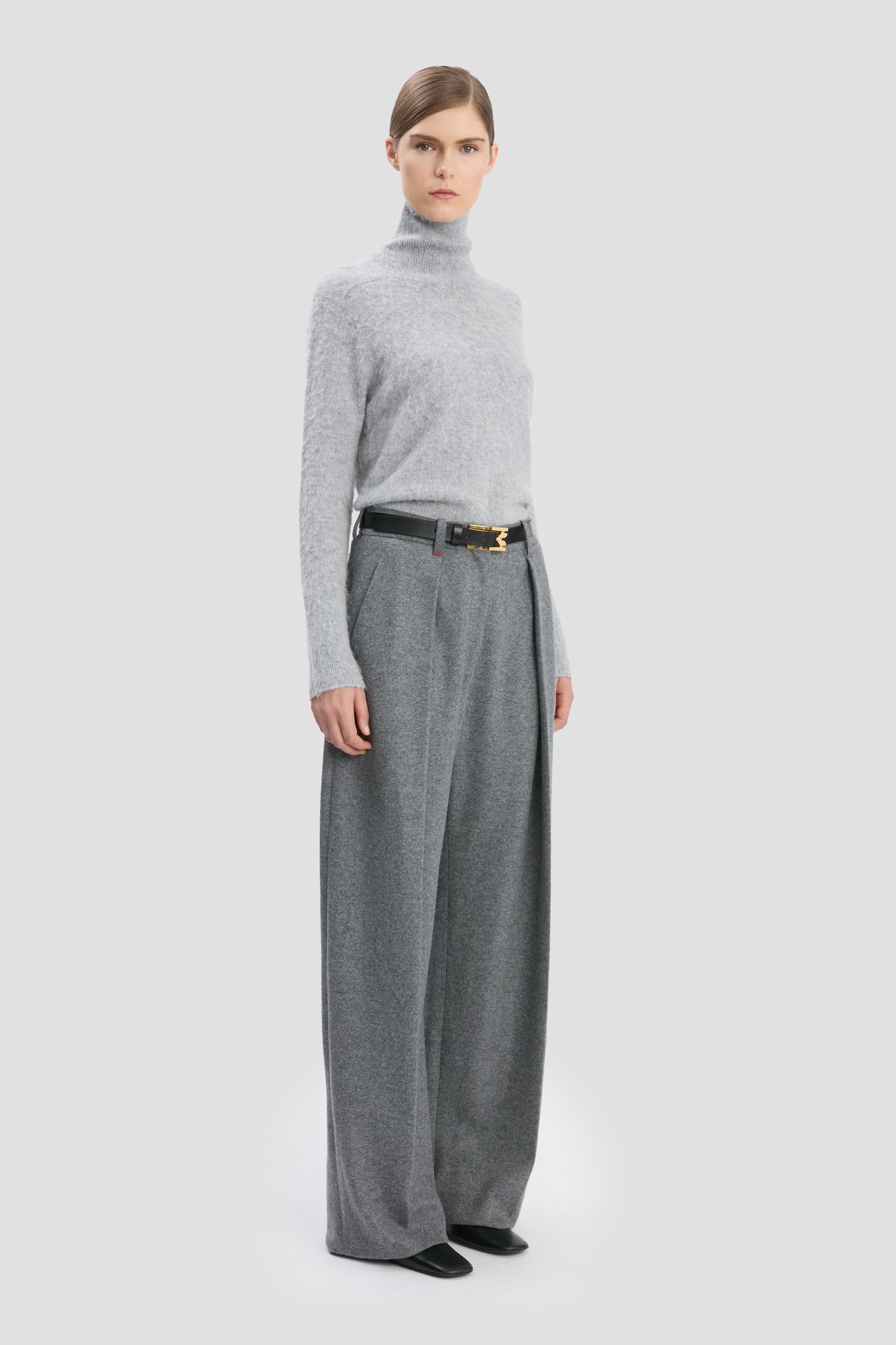 Polo Neck Jumper In Grey