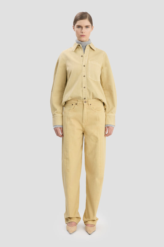 Curved Leg Relaxed Jean In Butter Yellow