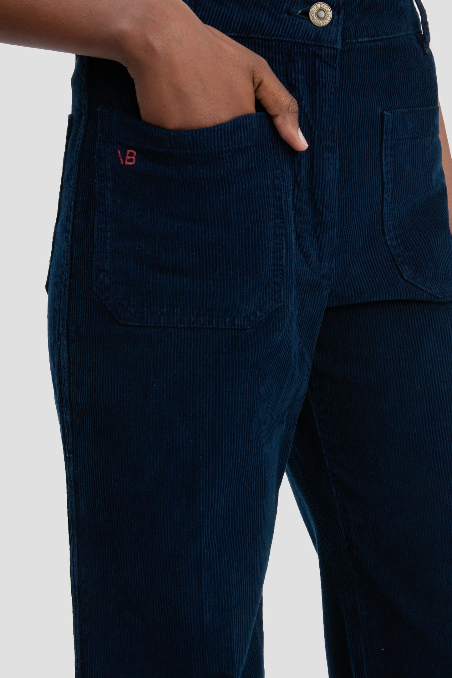Alina High Waisted Corduroy Jean In Indigo