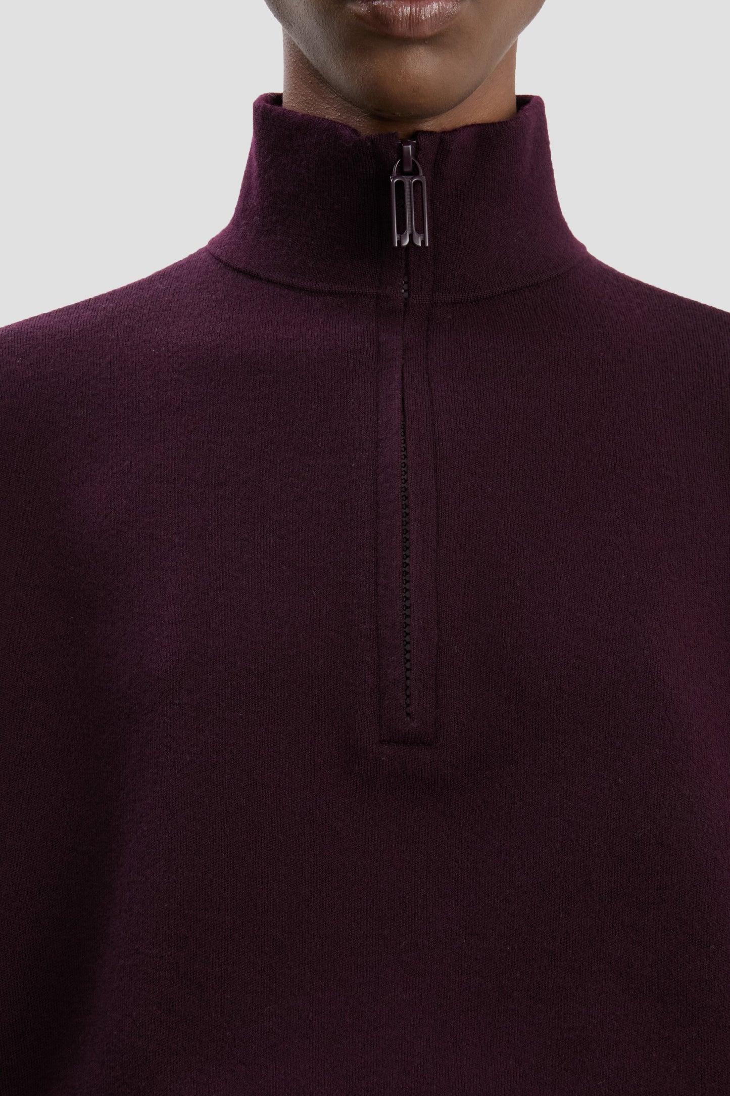 Merino Half-Zip Jumper In Merlot