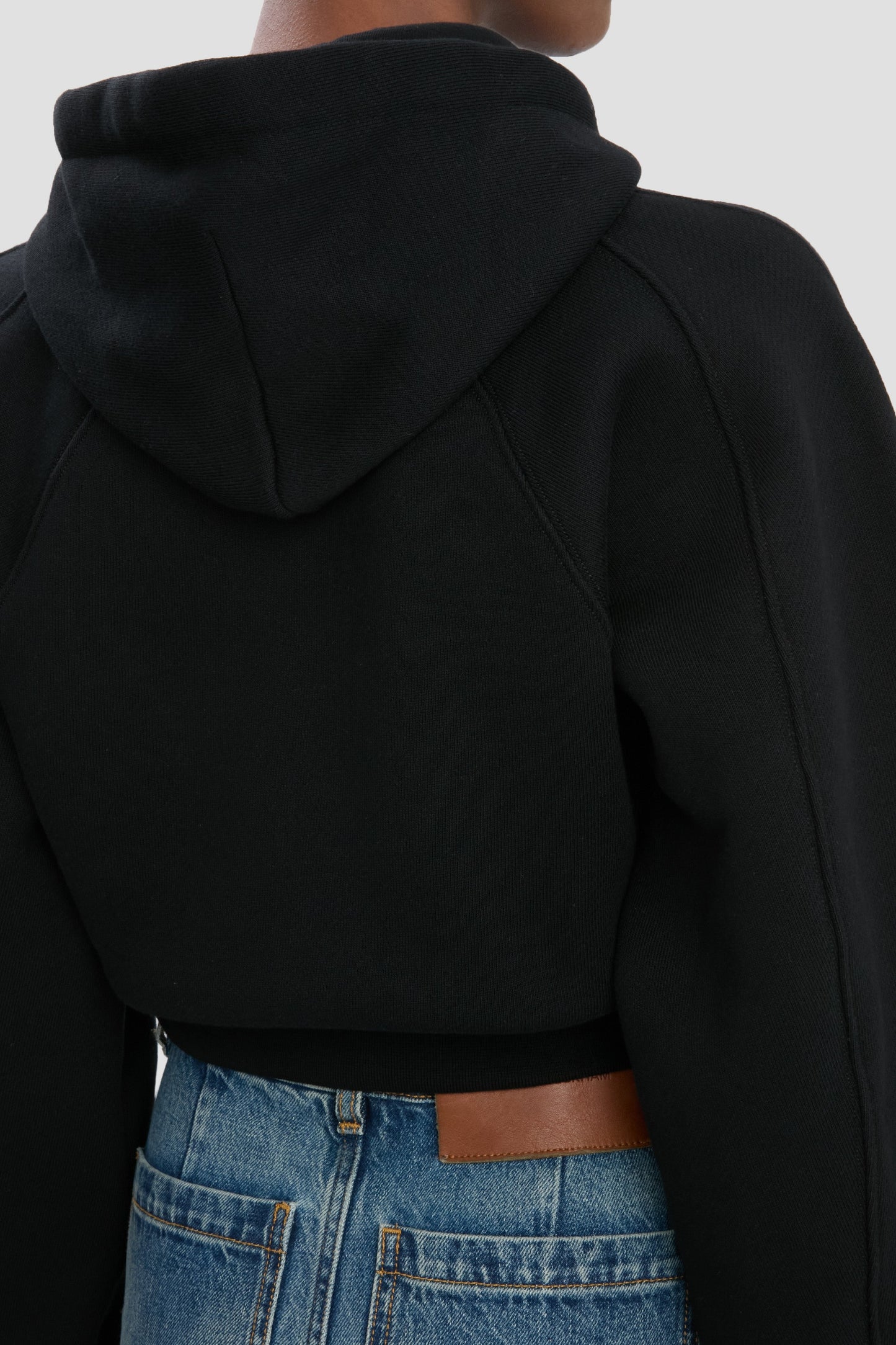 Cropped Raglan Hoodie In Black