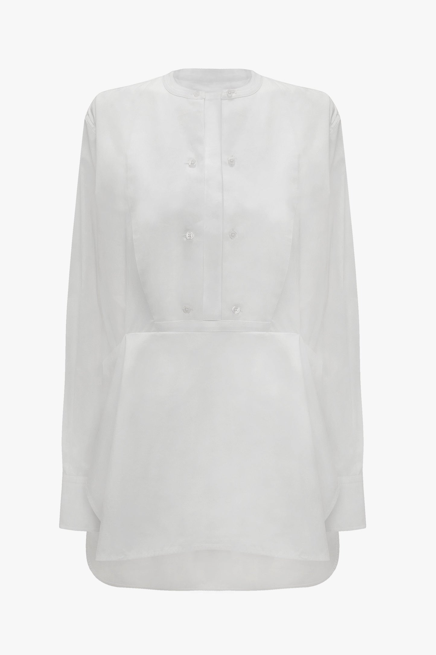 Double Bib Detail Shirt In White