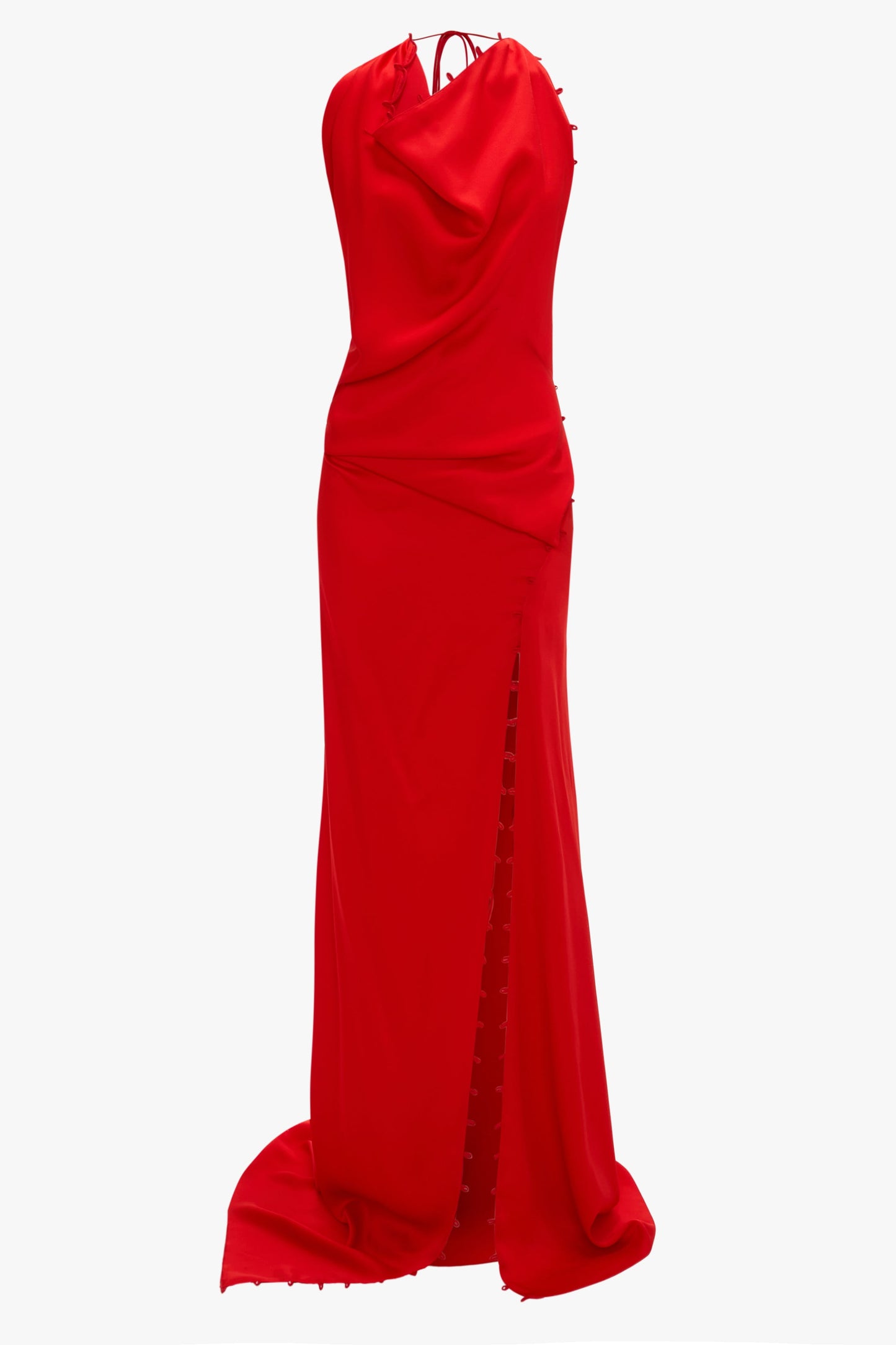 Rouleaux Detail Sleeveless Gown In Cayenne