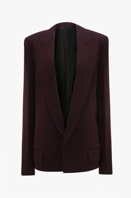 Dropped Lapel Jacket In Deep Mahogany