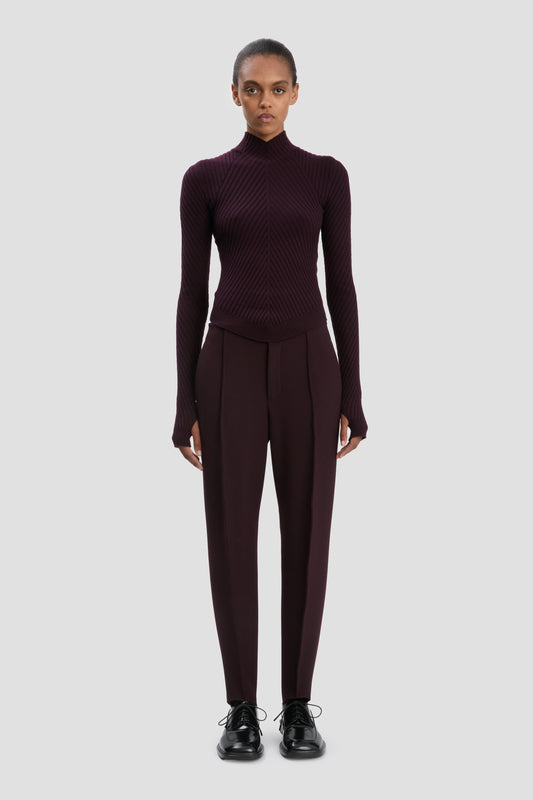 Slim Sculptural Trouser In Deep Mahogany