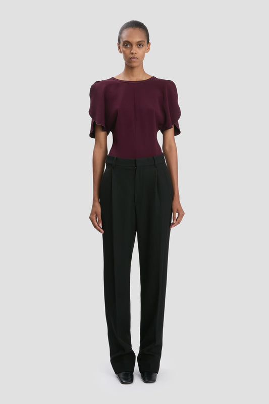 Drop-Waist Straight Leg Trouser In Black