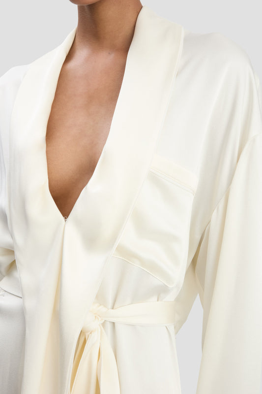 Wrap Detail Midi Dress In Ivory