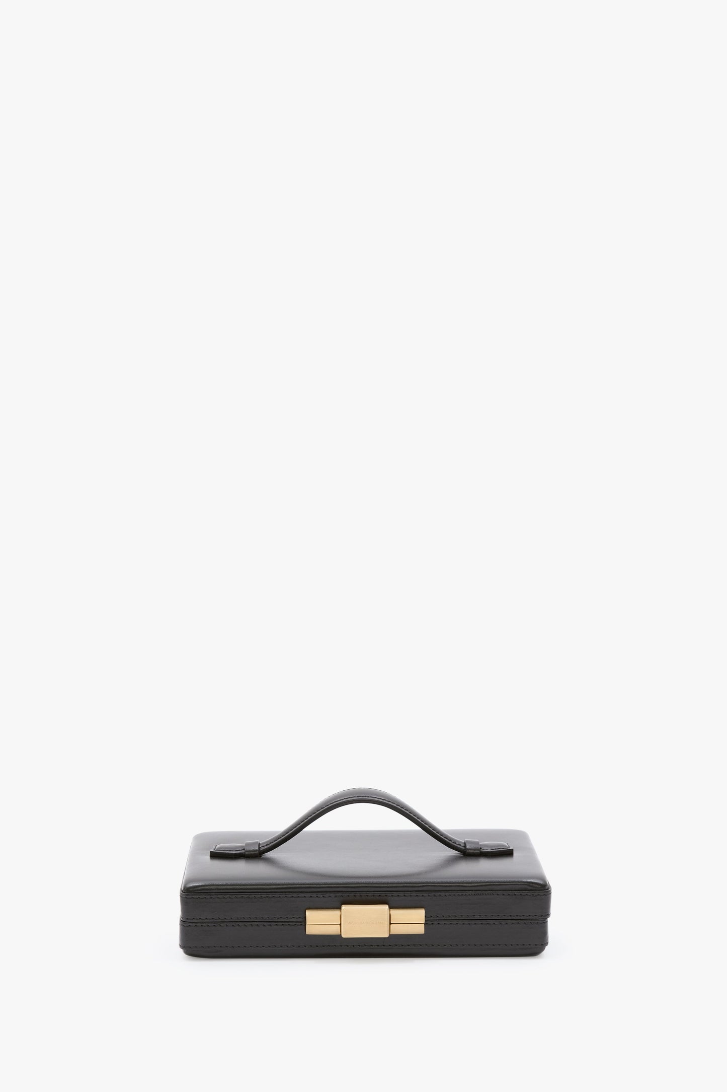 Box Clutch In Black Smooth Leather