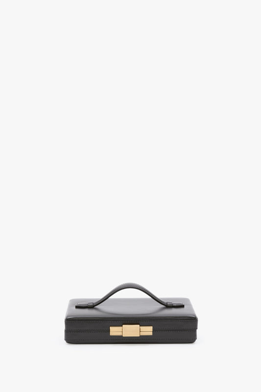 Box Clutch In Black Smooth Leather