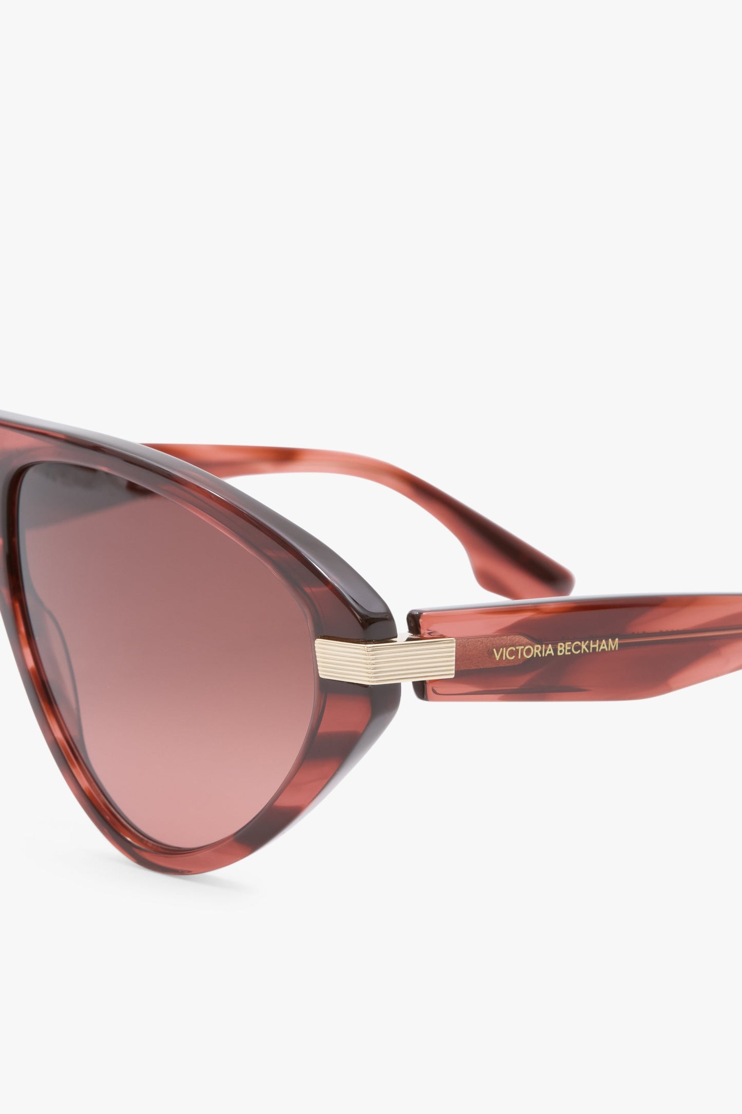 Visor Hinge-Detail Sunglasses in Striped Wine