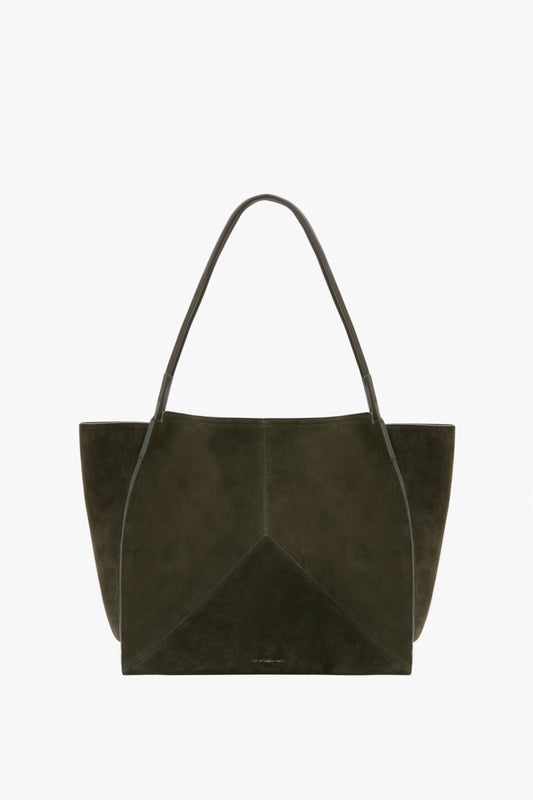 Large Victoria Tote In Dark Olive Suede