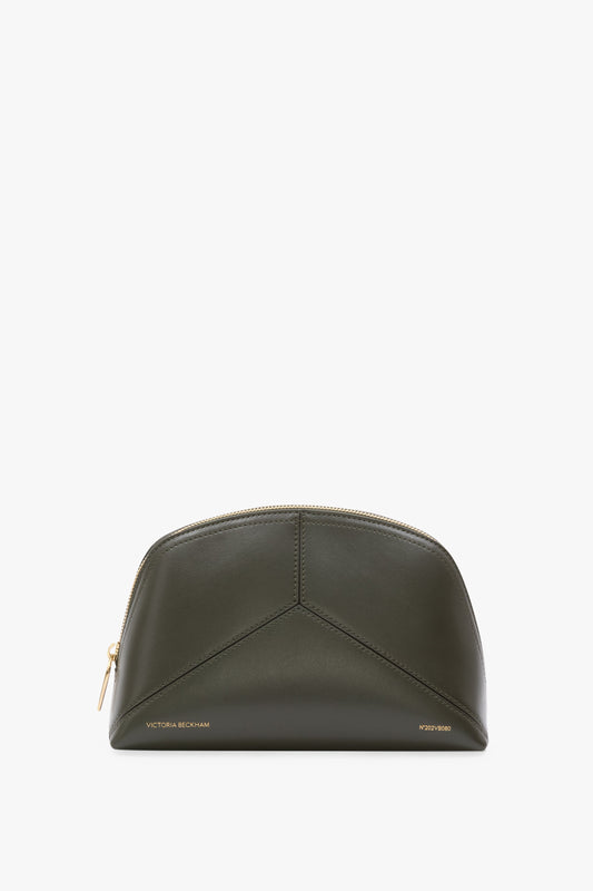 Victoria Large Travel Pouch In Dark Olive Smooth Leather