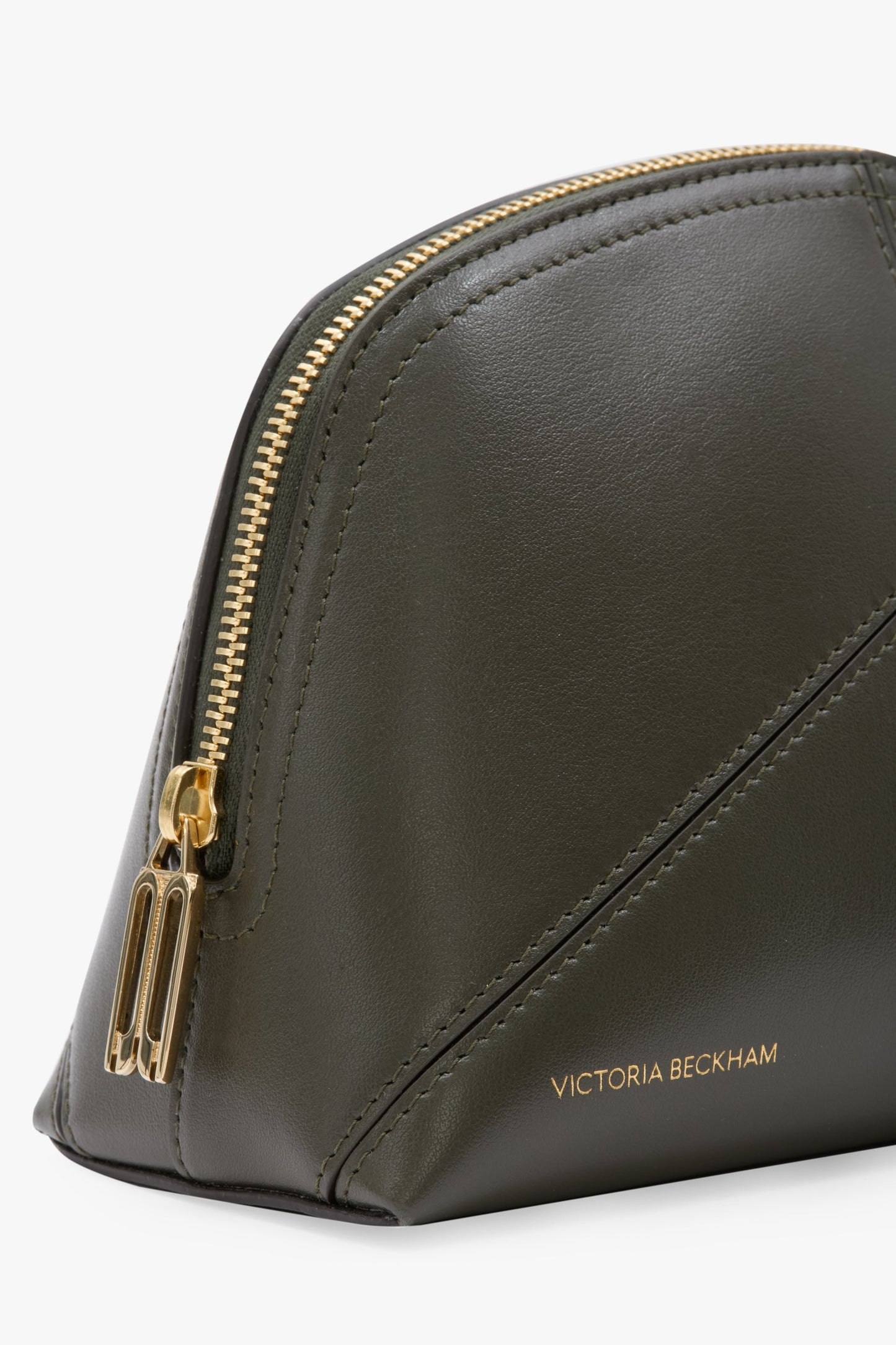 Victoria Large Travel Pouch In Dark Olive Smooth Leather