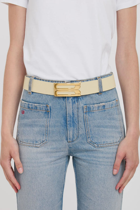 Jumbo Dorian Belt In Ivory Grained Leather