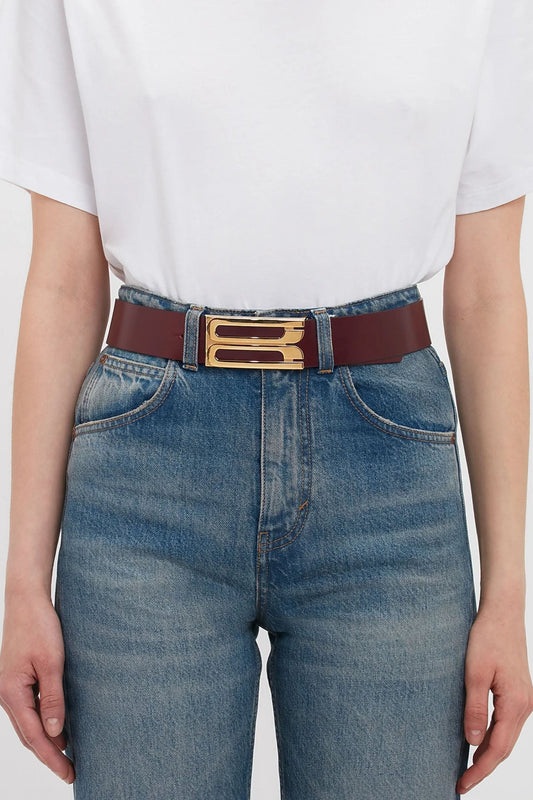 Jumbo Dorian Belt In Burgundy Glossed Leather