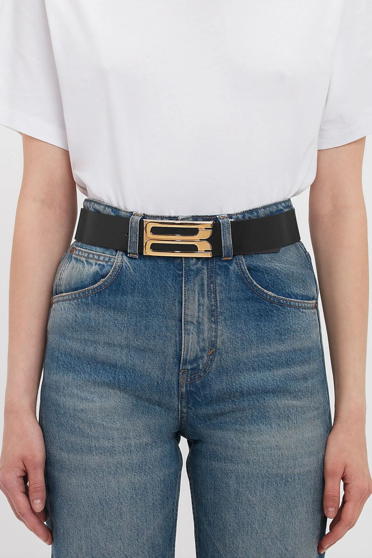 Jumbo Dorian Belt In Black Glossed Leather