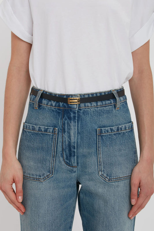 Micro Dorian Belt In Black Leather