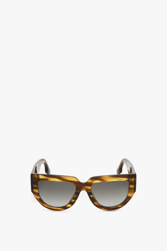 Soft Square Acetate Sunglasses In Striped Tobacco