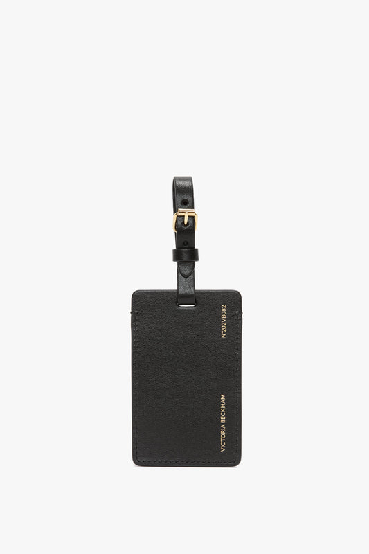 Luggage Tag In Black Smooth Leather