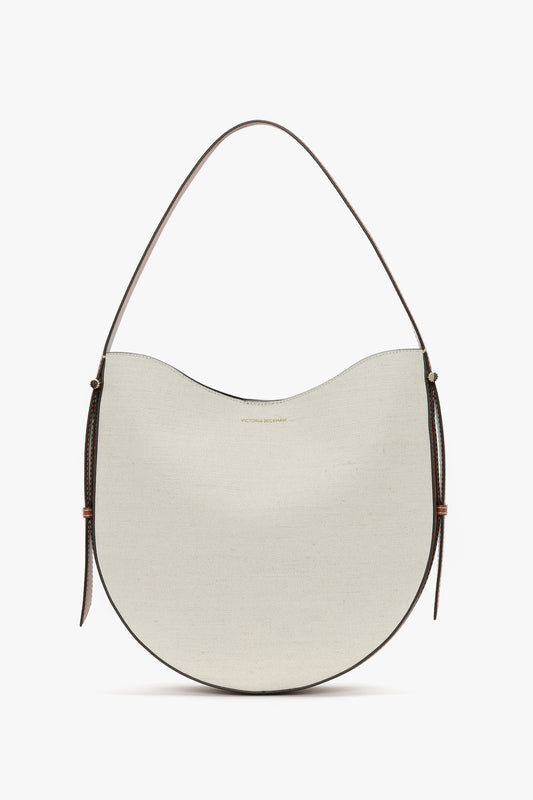 Dia Hobo Bag In Ivory Canvas With Tan Leather