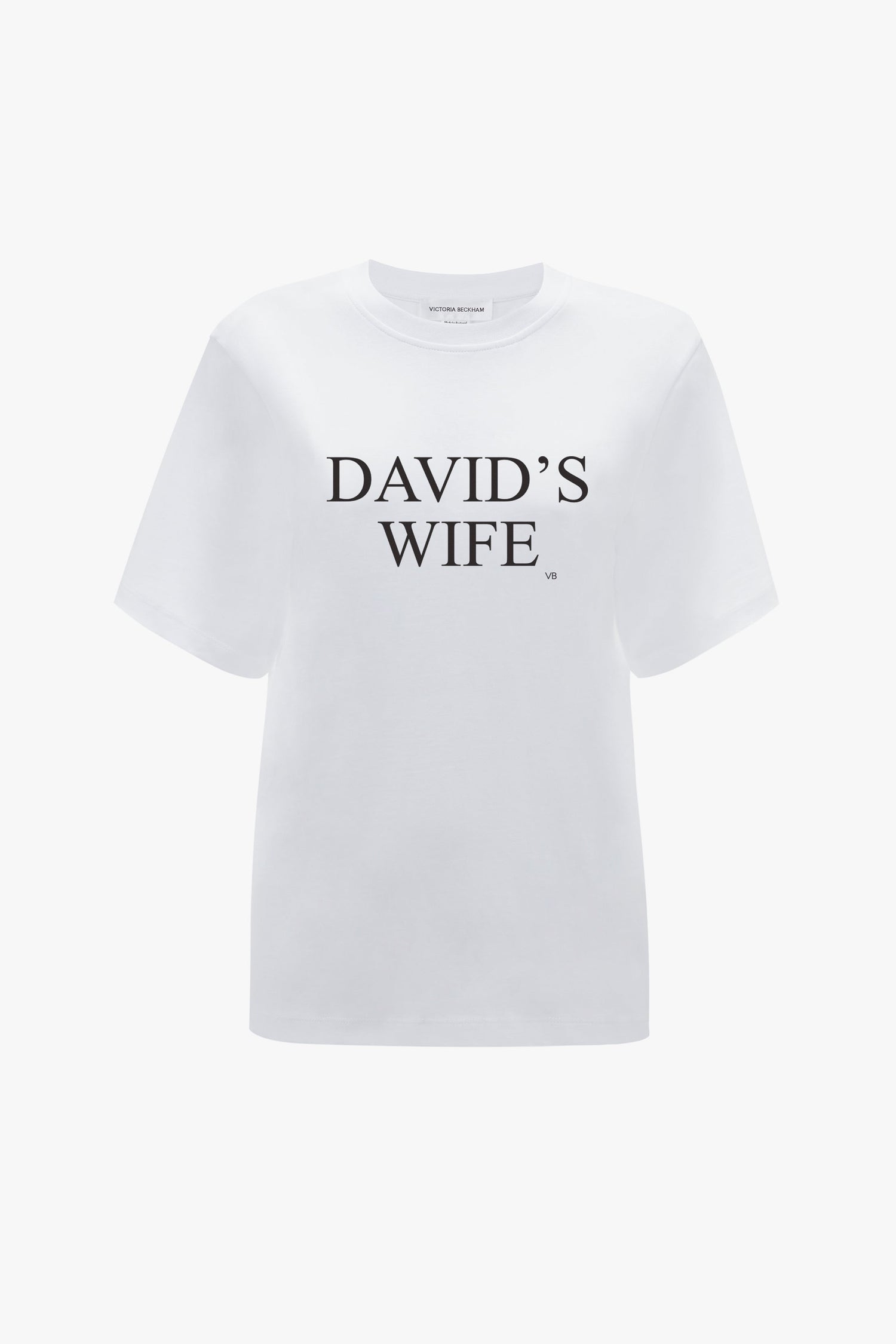 White 'David's Wife' Slogan T-Shirt In White by Victoria Beckham