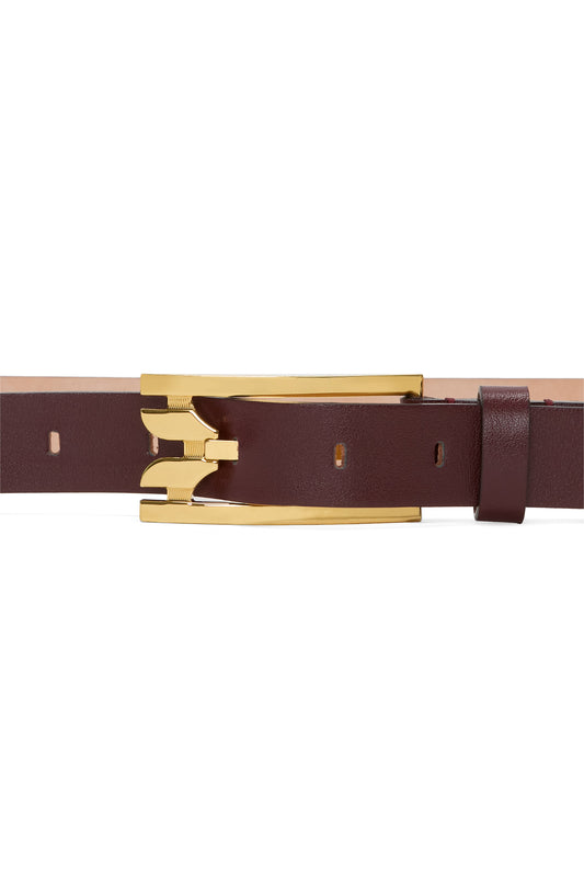 Pin-Buckle Belt In Burgundy Smooth Leather