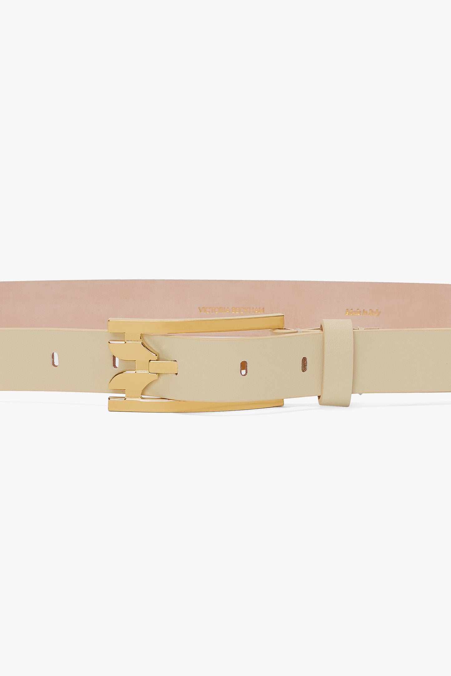 Pin-Buckle Belt In Ivory Smooth Leather