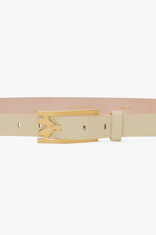 Pin-Buckle Belt In Ivory Smooth Leather