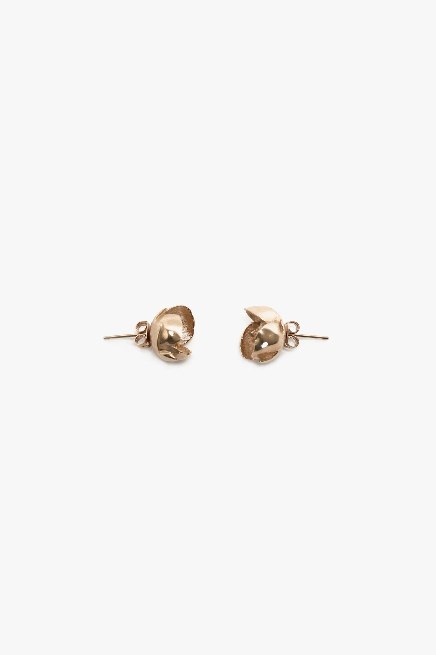 Camellia Flower Stud Earrings In Gold