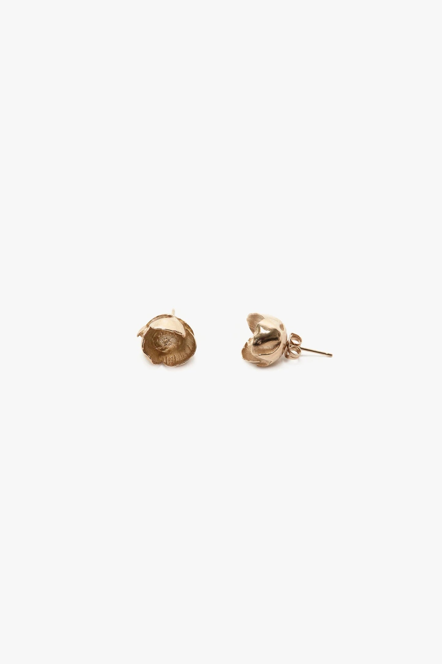 Camellia Flower Stud Earrings In Gold